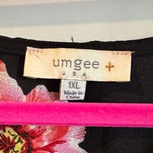 Umgee Black Floral Romper . with Pink Accent.